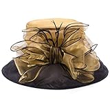 Womens Dressy Hats Wide Brim Church Wedding Wedding Occasion Floral A045 (Gold)