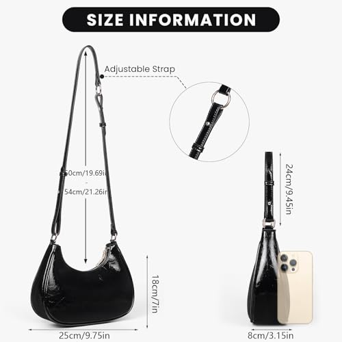 Image of Crescent Shoulder Bag Purse for Women Red Bag Faux Leather Hobo Handbag Solid Color Half Moon Crossbody Purse