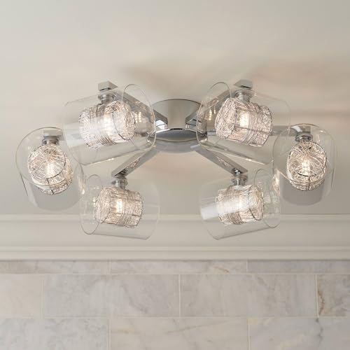 Possini Euro Design Wrapped Wire Mid Century Modern Ceiling Light Flush Mount Fixture 24