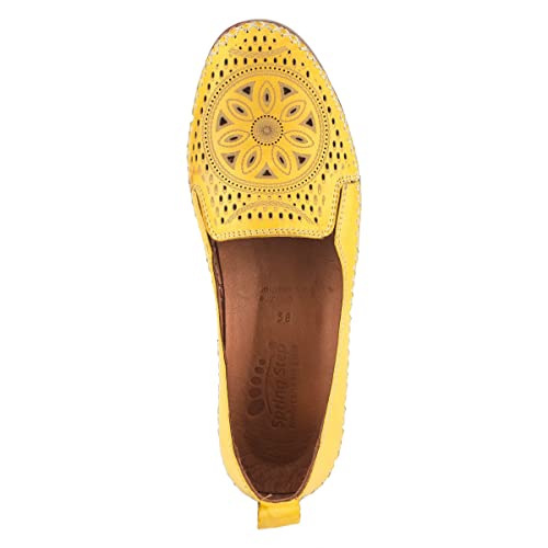 Image of Spring Step Women's Ingrid Loafers - Premium Leather Slip-On with Laser Cutout Design, Elastic Goring and Lightweight Flat Sole for Comfortable Stylish Wear