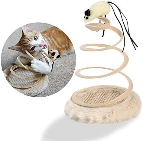 Andiker Interactive Cat Toy, Cat Plush Toy with Spiral Spring Plate and Funny Ball or Mouse Interactive Stainless Steel Spring Rotating Cat Creative Toy to Kill time and Keep Fit (Mouse)