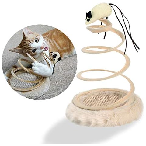 Andiker Interactive Cat Toy, Exercise Plush Mouse with Spiral Spring, Indoor Portable Toy for All Breed Sizes Cover