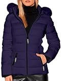 SHVE SHENDY VENDY Chamarra Mujer Chaqueta de Plumón con Capucha para Mujer Abrigo Acolchado Calida Azul Marino Grande