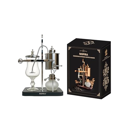 Nispira Belgium Royal Family Balance Syphon Unique Gravity Vintage Coffee Maker Vacuum Brewing System Silver 500 ml