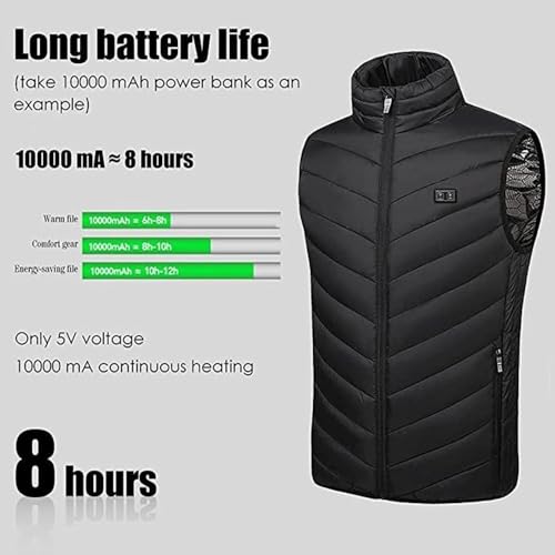 Chaleco calefactable hombre con 11 elementos de calefacción invierno talla 2XL 3