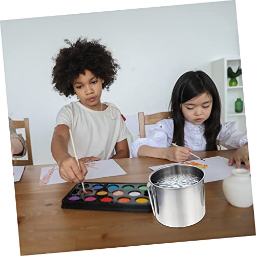 Magiclulu Pencil Holder Metal Cleaner Paintbrush Cleaners Painting Brush Washer Art Brush Washer Pot Steel Art Brush Basin Paint Brush Tub Painting Pen Wash Bucket Paint Brush Cleaner Silver #TOP1