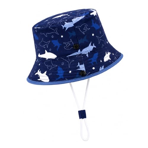 Image of VRITRAZ Unisex Kids Printed Bucket Hat | UV Protection Sun Hat with Adjustable Chin Strap & Summer Beach Travel Outdoor Cap for Toddlers & Children (4-12 Years)