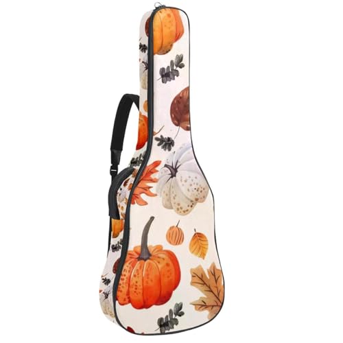 Sac de guitare basse étanche en Oxford | Étui léger 109 cm feuilles de citrouille sans rembourrage