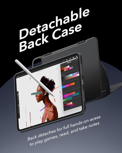Image of ESR for iPad Pro 11 Inch Case (M5 /M4) 2025 /2024, Removable Magnetic Cover with Pencil Charging & Storage, Adjustable Portrait /Landscape Stand, 9 Standing Angles, Shift Series, Black