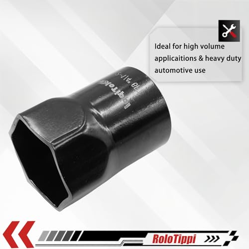 Image of 2-1 /4-Inch 6 Point Wheel Bearing Locknut Socket, 3 /4-Inch Drive, for Axle Nut Socket, Remove and Install Wheel Bearing Nuts, Carbon Steel, Powder-Coated (2-1 /4 inch 6PT, 3 /4 inch Drive)