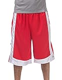 Pro Club Men's Heavyweight Mesh Basketball Shorts, Red/White, X-Large