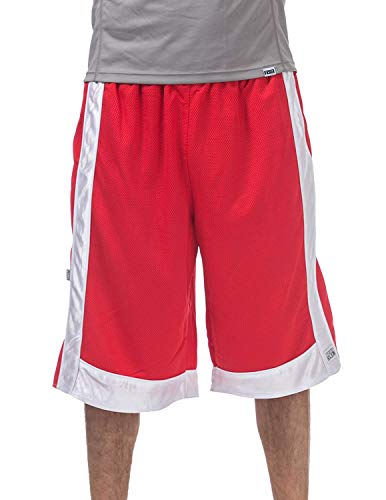 Pro Club Men's Heavyweight Mesh Basketball Shorts, Red/White, X-Large