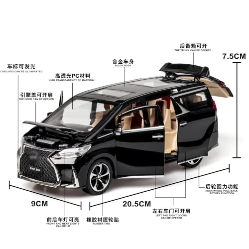 Image of FEXXA 🏎️ Exclusive Alloy Metal Pull Back Die-cast Car Model with Sound Light Mini Auto Toy for Kids Metal Model Toy Car with Sound and Light (1.24 Scale Lexus LM300-BLACK)
