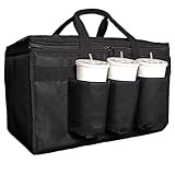 Isolierte Taschen für die Lieferung von Lebensmitteln, 22 x 14 x 12 Zoll Oxford-Stoff, isolierte Lebensmittel-Liefertasche mit Getränkehaltern, Tasche mit großem Fassungsvermögen für Getränke, Lebens