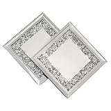 Crystal-Filled Coaster Set, Sparkling Rhinestones in Mirrored Glass with Protective Back, for Timele