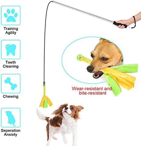 Zttark Flirt Pole for Dogs Outdoor Funny Interactive Dog Toys ,Extendable Teaser Wand Pet Flirt Stick Outdoor Interactive Toy for Small Medium Large Dogs Training Pulling Playing Exercise