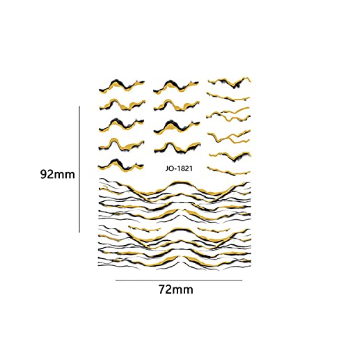 Wokoto 12 Sheets Black Gold Marble Nail Stickers For Women Nail Art Decals 3D Self-Adhesive Black Gold Marbling Print Design Lines Nail Design Stickers For Women Girls Gradient Nail Stickers Nails #TOP2