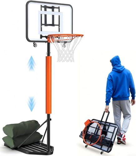 TUIYIDUO �o�X�P�b�g�S�[�� �o�X�P�b�g�{�[���X�^���h 5/6/7 ���Ή� ���� 200�`275cm ������ �܂肽���݁E�ړ��� �o�X�P�b�g�{�[���p �����萫 �L���X�^�[�t�� �ړ��֗� ������ �H��s�v �g���ȒP �w�Z �W�� ����ɍœK ���{�������