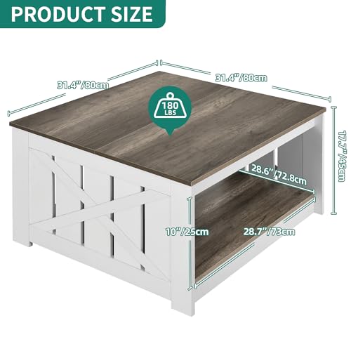 YITAHOME-Coffee-Table-Farmhouse-Coffee-Table-with-Storage-Rustic-Wood-Cocktail-Table-Square-Coffee-Tables-for-Living-Meeting-Room-with-Half-Open-Storage-Compartment-Light-Brown-and-White