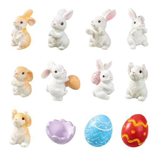 CutitiUU 12 peças ornamentos de Páscoa coelho, figuras de coelho da Páscoa, decoração bonita de Páscoa, ornamentos de jardim de fadas em miniatura, acessórios de jardim miniatura Páscoa
