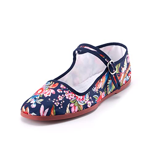 Image of Womens Classic China Flats, Casual China Doll Shoes, Cotton Mary Janes, Chinese Tai Chi Shoes