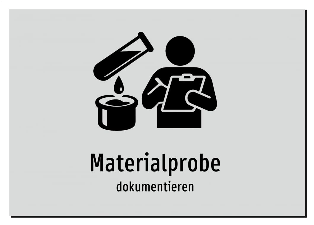 36937-DE-S-13 | Materialprobe - dokumentieren | Aufkleber A2, 594 x 420mm | mit Symbolgrafik und Text