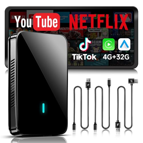 Magic CarPlay Box, Wireless CarPlay Adapter Supports for Netflix/YouTube/TF Card, 4GB+32GB AI Box Carplay, Plug & Play, Drivechat with AI Skills, Dual WiFi, Bluetooth, Fits for OEM Wired CarPlay Cars