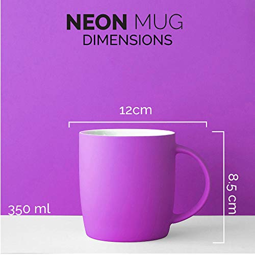 Root7 Neon Mug Purple | Bright, Colourful, Stylish New Bone China Coffee Mug With Soft Touch Rubber Finish, 350Ml | Perfect Home + Office Gift #TOP2