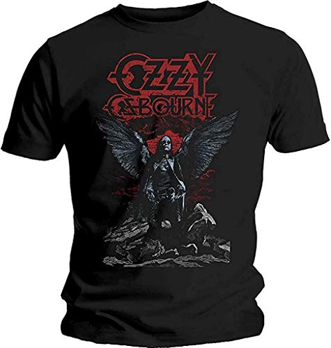 Sun-Tshirt Ozzy Osbourne Angel Wings Mens Fashion Graphic T-Shirt Black