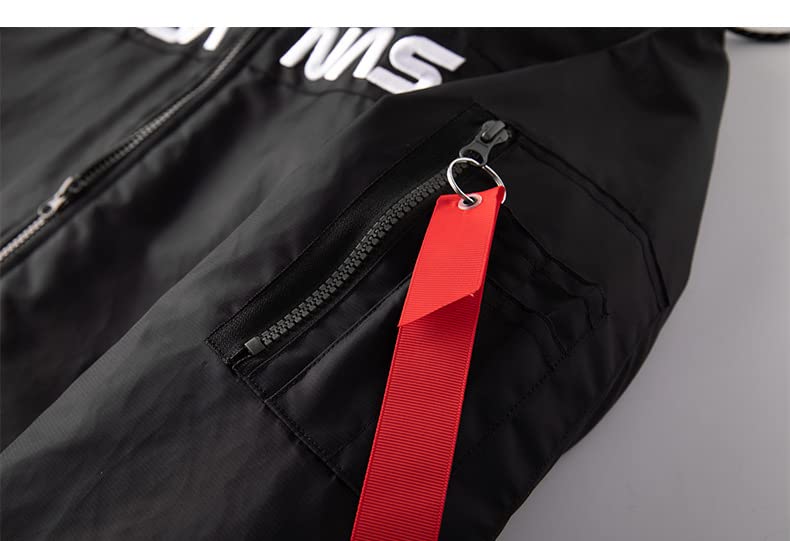 Image of CORIRESHA Winter Men's NASA Bomber Jacket Stand-Up Collar Hooded Thickened Embroidered Zipper-Up Jacket