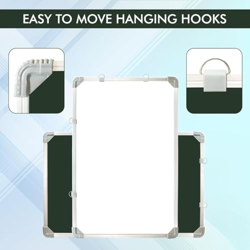 Image of 2-in-1 Reversible Whiteboard and Chalkboard, Aluminium Frame, Double-Sided, Green and White (16X24 INCH)
