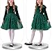 2026 Babygirl Velvet Ruffle Trim Dress Long Sleeve Splicing Mesh Sundress Sequin Party Holiday Pleated Dresses,Green,7 Years
