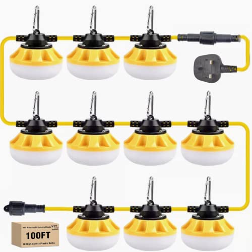 Image of LED Work Light 100FT 100W Construction String Light 10 Integrated Lights