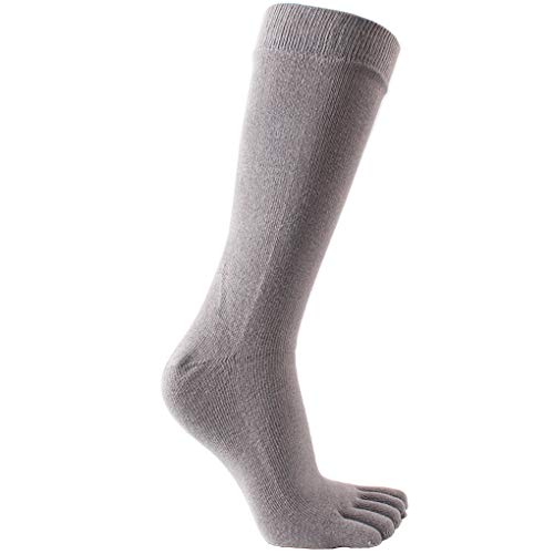 Mens Knee High Toe Socks Cotton Five Finger Socks Sports Running Long Tube Calf Socks, 4 Pairs4