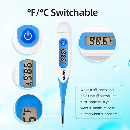 Digital Thermometer for Adults, Medical Oral Thermometer for Fever, Rectal Armpit Thermometer for Baby Kids and Adults, Accurate Waterproof Termometro