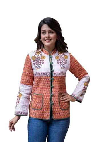 Image of Jackets for women | Cotton Quilted Reversible Short Jacket | Double Sided Warm Outerwear Coat for women |Jacket for women winter wear