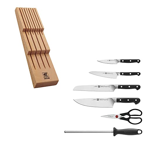 Image of ZWILLING Pro 7-pc Knife Block Set with In-Drawer Knife Tray