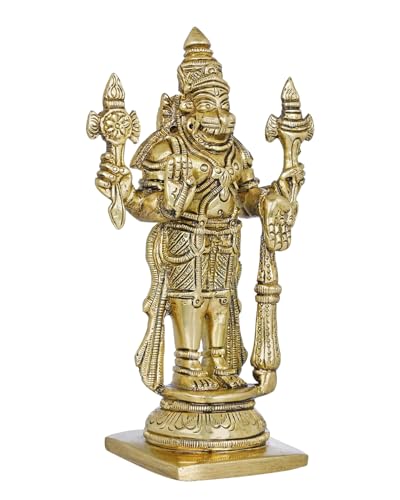 Estatua de Narasimha Dev Vishnu en latón 5.75 pulg miniatura 2