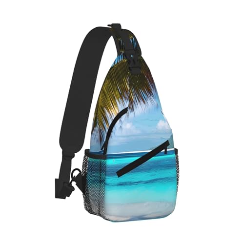 Tahiti Beach Printing Fashion Sling Bag For Men Chest Shoulder Backpack Crossbody Motocycle Daypack For Travel Hiking2