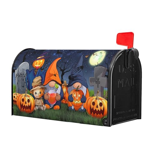 Image of Happy Halloween Gnome Magnetic Mailbox Cover - Large Size 25.5x21 Inch Fall Holiday Wraps for Home Garden Yard Outdoor Decor