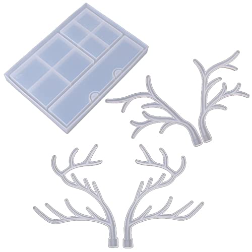 Molde de silicona con diseño de rama de árbol de Navidad para exhibición de joyas, resina, cristal, epoxi, bandeja de joyería, herramientas, caja de almacenamiento, moldes para resina epoxi
