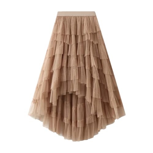 Women's Irregular Cake Skirt High Waist Mesh Medium Length Half Skirts