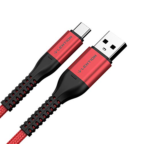 LENTION USB Type C Cable 9V/3A Fast Charging (2-Pack 3.3ft+6.6ft), USB A to USB C 27W Braided Charger Cord Compatible with Moto, LG, More (Red) 3.3ft+6.6ft Red