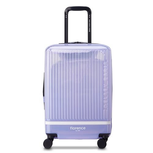 florence by mills Gotta Glow Hardside - Equipaje expandible para Mujer con Ruedas giratorias, Morado translúcido, Equipaje de Mano de 20 Pulgadas, Equipaje expandible con Ruedas giratorias, Morado