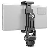 Leaplumin Phone Mount for Camera Hot Shoe, Aluminum Camera Hot Shoe Phone Holder with 2 Additional Cold Shoe Mounts, 360°Adjustable Phone Holder for iPhone Android Sony Canon DJI Ronin Gimbals
