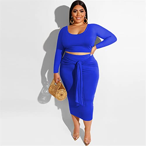 Image of Plus Size Women 2 Piece Outfits Sets Sexy Tracksuit Midi Dress,Sleeveless Tank Top Bodycon Skirts Set Casual Summer