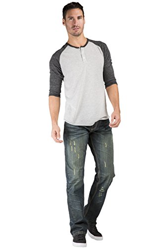 Level 7 Men's Relaxed Straight Premium Denim Jeans with Handcrafted Wash & Whiskering in Basic 5-Pocket Style4