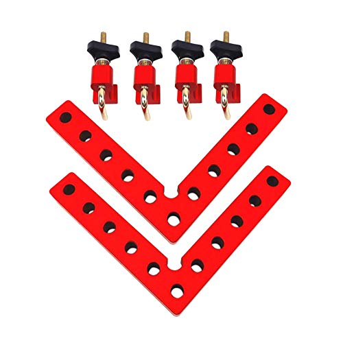 2Pack 90 Degrees Positioning Squares, Right Angle Clamp with 2 Clamps, Aluminium Alloy L-Type Corner Clamp Woodworking Carpenter Clamping Tool for Picture Frames, Boxes, Cabinets (120mm x 120mm)