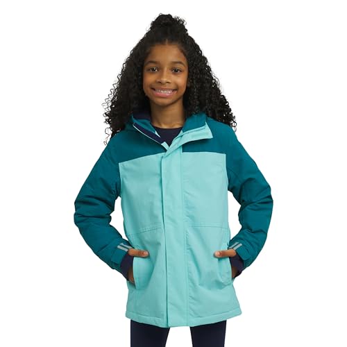Lands' End Girls' Squall Waterproof Fleece Lined Insulated Jacket, Aqua, Large