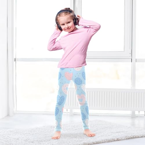 Valentines Love Heart Donut Girls Leggings Ultra Soft Compression Yoga Gym Pants for Kids 4-10T4